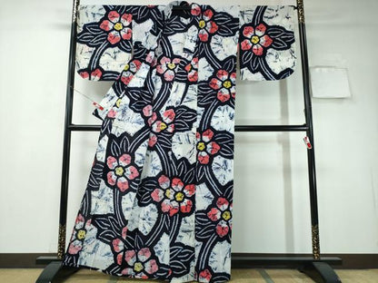 平和屋着物∴夏物 浴衣 有松鳴海絞り 枝花文 綿 逸品 未使用 CAAY4422ng