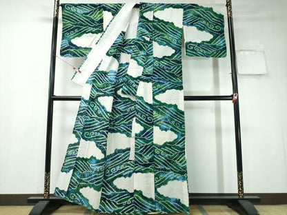 平和屋着物∴夏物 浴衣 有松鳴海絞り 立波文 綿 逸品 CAAY4423ng