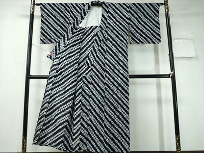 平和屋着物∴夏物 浴衣 有松鳴海絞り 蜘蛛絞り 斜線文 綿 逸品 CAAY4427ng