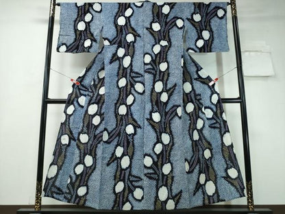 平和屋着物∴夏物 浴衣 有松鳴海絞り チューリップ 綿 逸品 CAAY4428ng