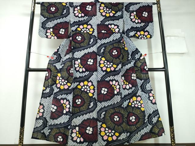 平和屋着物∴夏物 浴衣 有松鳴海絞り 流水舞花文 綿 逸品 CAAY4429ng