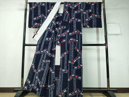 平和屋着物∴夏物 浴衣 有松鳴海絞り 舞蝶吉祥文 綿 逸品 CAAY4431ng