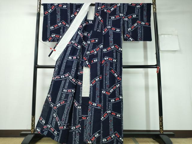 平和屋着物∴夏物 浴衣 有松鳴海絞り 舞蝶吉祥文 綿 逸品 CAAY4431ng