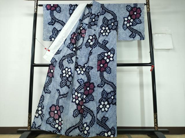 平和屋着物∴夏物 浴衣 有松鳴海絞り 花唐草文 綿 逸品 CAAY4432ng