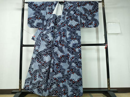 平和屋着物∴夏物 浴衣 有松鳴海絞り 舞蝶文 綿 逸品 CAAY4433ng