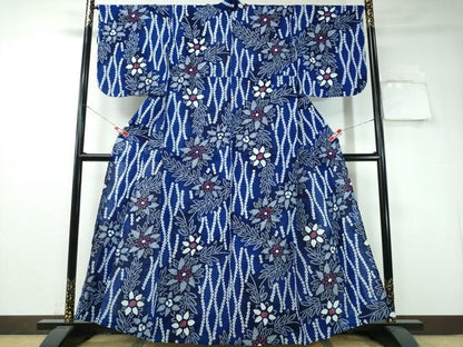 平和屋着物∴夏物 浴衣 有松鳴海絞り 立涌枝花文 綿 逸品 CAAY4434ng