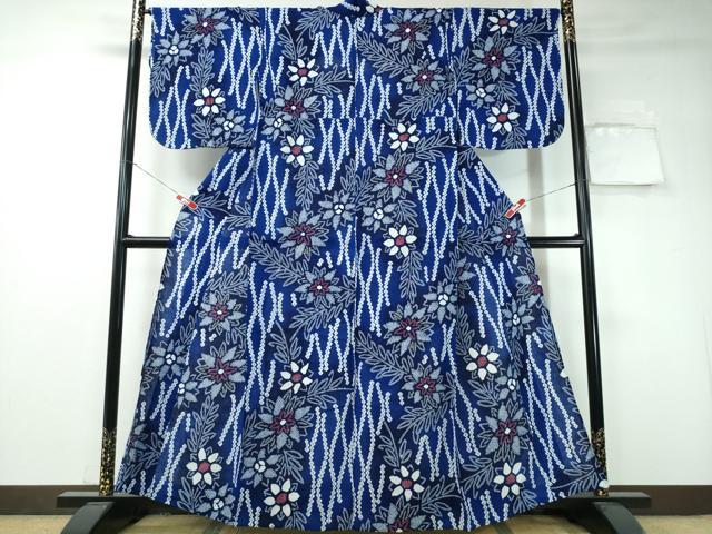 平和屋着物∴夏物 浴衣 有松鳴海絞り 立涌枝花文 綿 逸品 CAAY4434ng