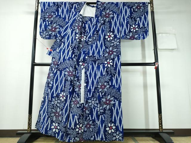 平和屋着物∴夏物 浴衣 有松鳴海絞り 立涌枝花文 綿 逸品 CAAY4434ng