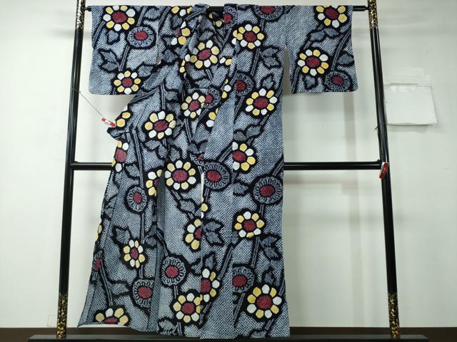 平和屋着物∴夏物 浴衣 有松鳴海絞り 枝菊花文 綿 逸品 CAAY4435ng