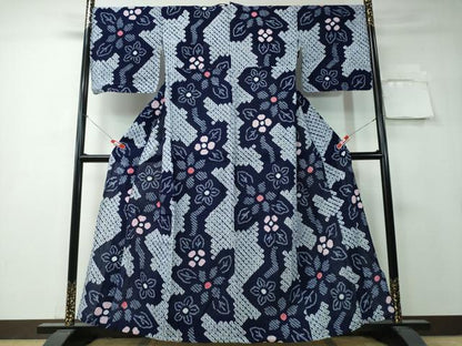 平和屋着物∴夏物 浴衣 有松鳴海絞り 舞菊文 綿 逸品 CAAY4437ng