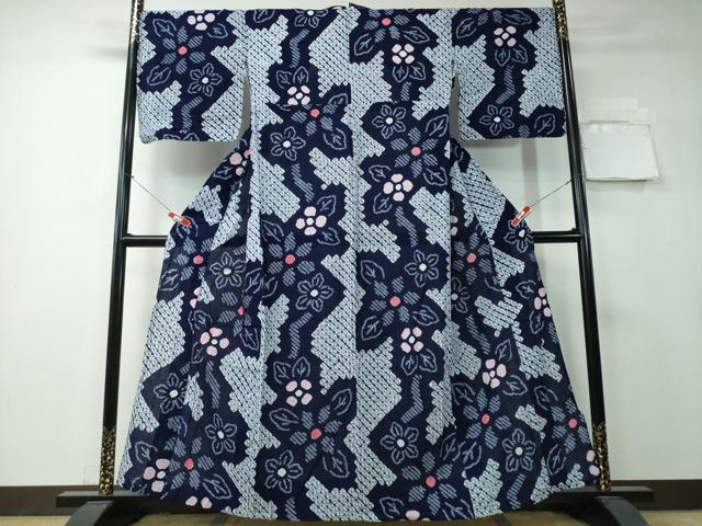 平和屋着物∴夏物 浴衣 有松鳴海絞り 舞菊文 綿 逸品 CAAY4437ng