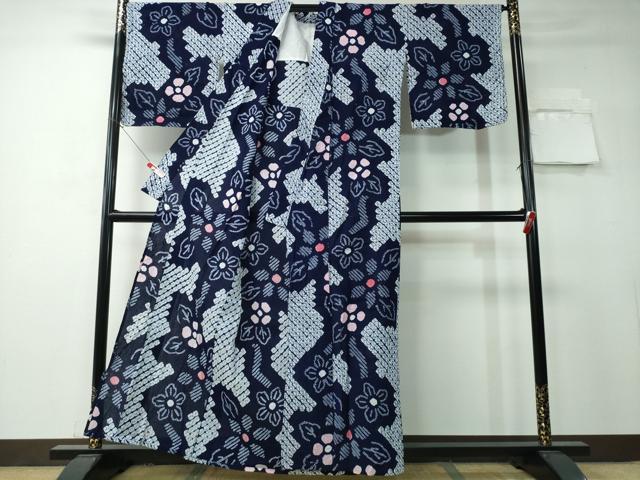 平和屋着物∴夏物 浴衣 有松鳴海絞り 舞菊文 綿 逸品 CAAY4437ng