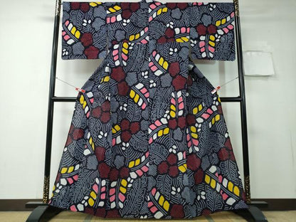 平和屋着物∴夏物 浴衣 有松鳴海絞り 舞葉花文 綿 逸品 未使用 CAAY4438ng