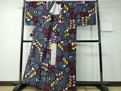 平和屋着物∴夏物 浴衣 有松鳴海絞り 舞葉花文 綿 逸品 未使用 CAAY4438ng
