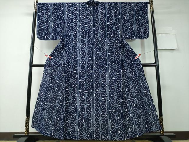 平和屋着物∴夏物 浴衣 有松鳴海絞り 麻の葉文様 綿 逸品 未使用 CAAY4439ng