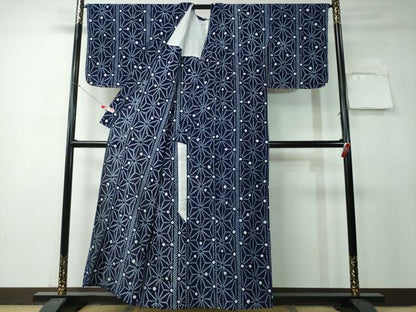 平和屋着物∴夏物 浴衣 有松鳴海絞り 麻の葉文様 綿 逸品 未使用 CAAY4439ng