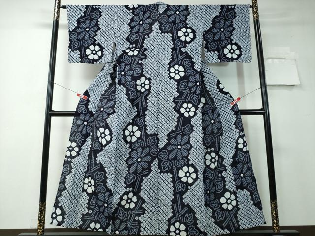 平和屋着物∴夏物 浴衣 有松鳴海絞り 枝花文 綿 逸品 CAAY4440ng