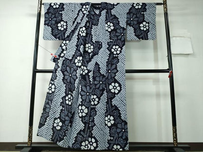 平和屋着物∴夏物 浴衣 有松鳴海絞り 枝花文 綿 逸品 CAAY4440ng