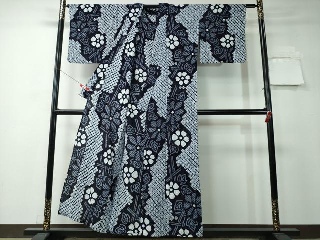 平和屋着物∴夏物 浴衣 有松鳴海絞り 枝花文 綿 逸品 CAAY4440ng
