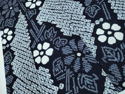 平和屋着物∴夏物 浴衣 有松鳴海絞り 枝花文 綿 逸品 CAAY4440ng