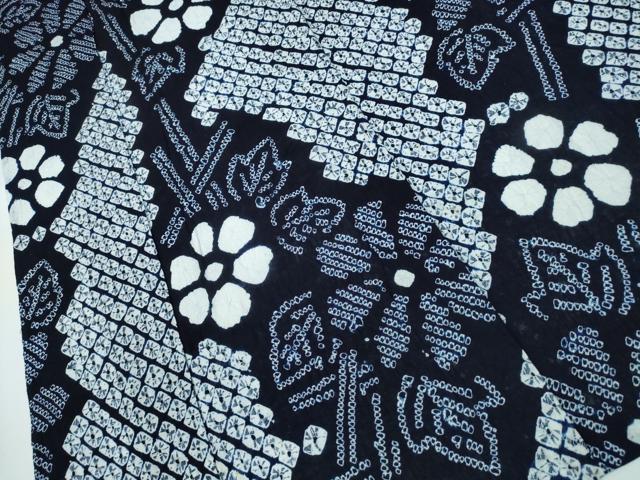 平和屋着物∴夏物 浴衣 有松鳴海絞り 枝花文 綿 逸品 CAAY4440ng