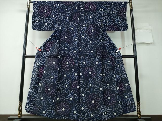 平和屋着物∴夏物 浴衣 有松鳴海絞り 菊尽くし 綿 逸品 CAAY4441ng