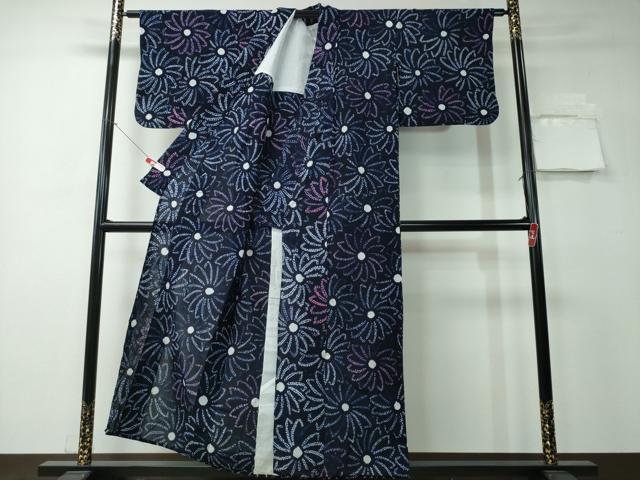 平和屋着物∴夏物 浴衣 有松鳴海絞り 菊尽くし 綿 逸品 CAAY4441ng