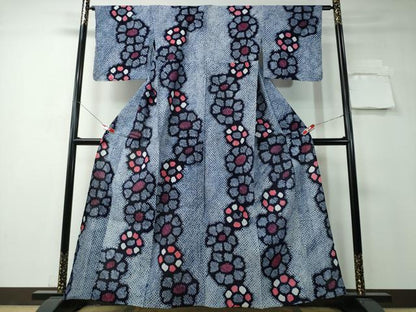 平和屋着物∴夏物 浴衣 有松鳴海絞り 舞花文 綿 逸品 CAAY4442ng