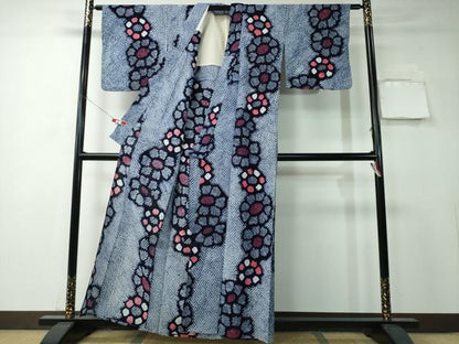 平和屋着物∴夏物 浴衣 有松鳴海絞り 舞花文 綿 逸品 CAAY4442ng
