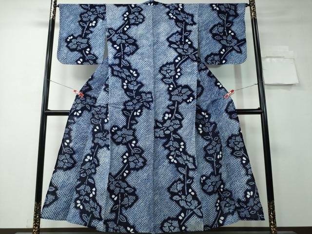 平和屋着物∴夏物 浴衣 有松鳴海絞り 枝花文 綿 逸品 CAAY4444ng