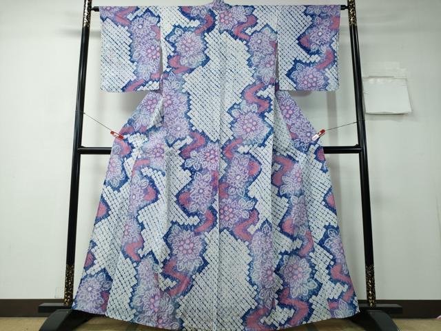 平和屋着物∴夏物 浴衣 有松鳴海絞り 流水花文 綿 逸品 CAAY4445ng