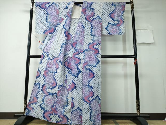 平和屋着物∴夏物 浴衣 有松鳴海絞り 流水花文 綿 逸品 CAAY4445ng