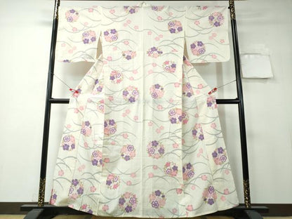 平和屋着物∴夏物 浴衣 綿紅梅 芝草花丸文 綿 逸品 CAAY4446ng