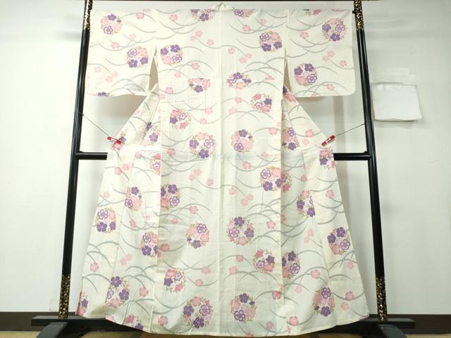 平和屋着物∴夏物 浴衣 綿紅梅 芝草花丸文 綿 逸品 CAAY4446ng