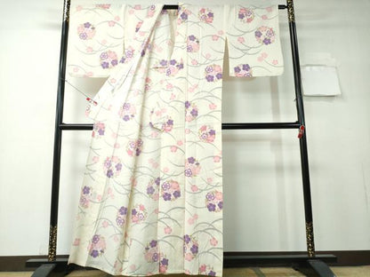 平和屋着物∴夏物 浴衣 綿紅梅 芝草花丸文 綿 逸品 CAAY4446ng