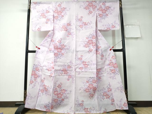 平和屋着物∴夏物 浴衣 綿紅梅 草花文 綿 逸品 CAAY4668ng