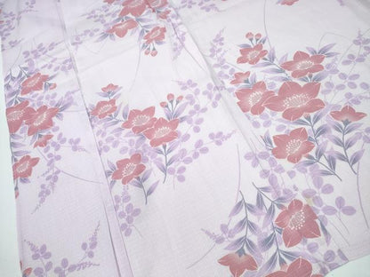 平和屋着物∴夏物 浴衣 綿紅梅 草花文 綿 逸品 CAAY4668ng