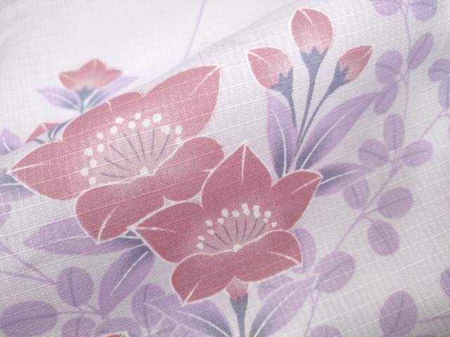 平和屋着物∴夏物 浴衣 綿紅梅 草花文 綿 逸品 CAAY4668ng