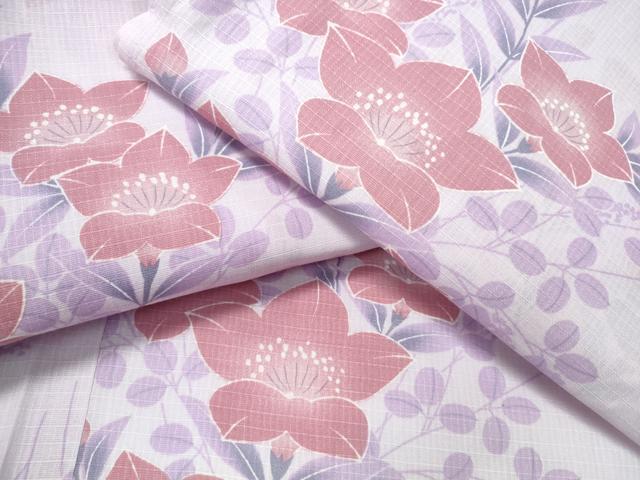 平和屋着物∴夏物 浴衣 綿紅梅 草花文 綿 逸品 CAAY4668ng