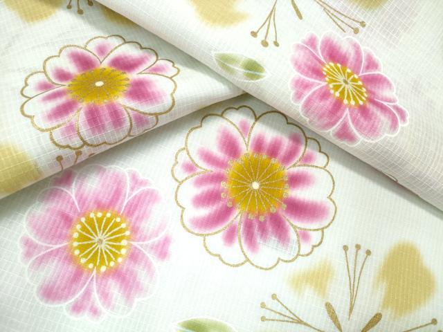 平和屋着物∴夏物 浴衣 綿紅梅 舞桜 金彩 綿 逸品 CAAY4451ng
