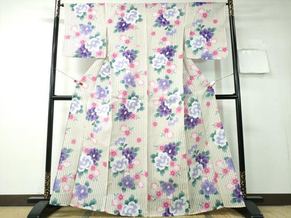 平和屋着物∴夏物 浴衣 綿紅梅 椿 間道 綿 逸品 CAAY4452ng
