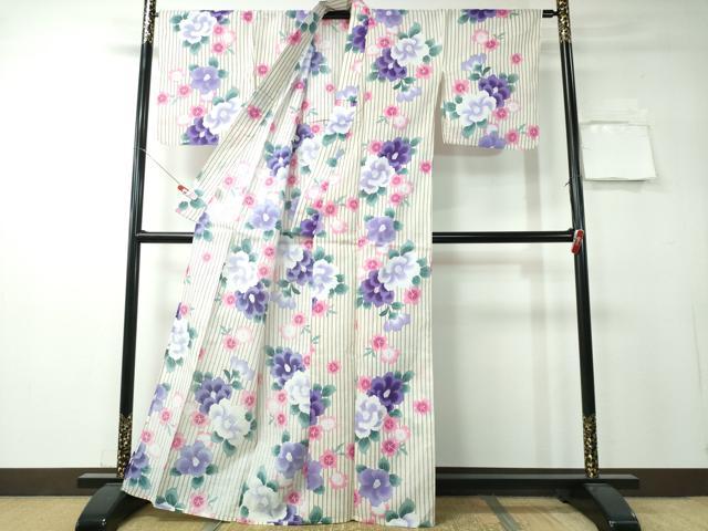 平和屋着物∴夏物 浴衣 綿紅梅 椿 間道 綿 逸品 CAAY4452ng