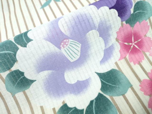 平和屋着物∴夏物 浴衣 綿紅梅 椿 間道 綿 逸品 CAAY4452ng