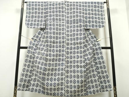 平和屋着物∴夏物 浴衣 型染め 花唐草菱文 綿 逸品 CAAY4457ng