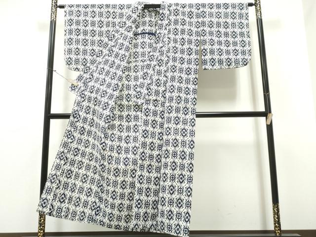 平和屋着物∴夏物　浴衣　型染め　花唐草菱文　綿　逸品　CAAY4457ng