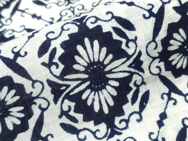 平和屋着物∴夏物 浴衣 型染め 花唐草菱文 綿 逸品 CAAY4457ng