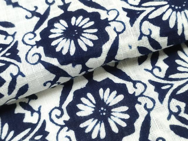 平和屋着物∴夏物 浴衣 型染め 花唐草菱文 綿 逸品 CAAY4457ng