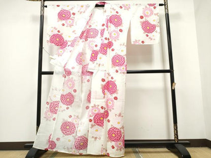 平和屋着物∴夏物 浴衣 綿紅梅 菊文 綿 逸品 CAAY4459ng