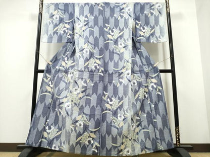 平和屋着物∴夏物 浴衣 綿紅梅 矢絣草花文 暈し染め 綿 逸品 CAAY4460ng