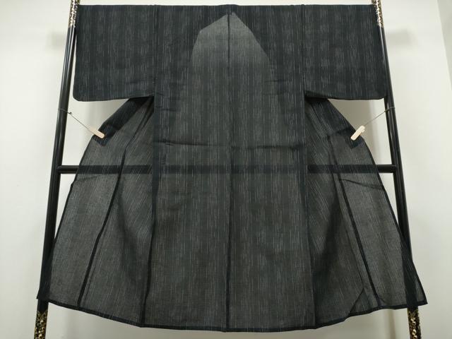 平和屋着物∴夏物　男性　阿波しじら織　浴衣　間道　黒地　綿　逸品　CAAY4463ng